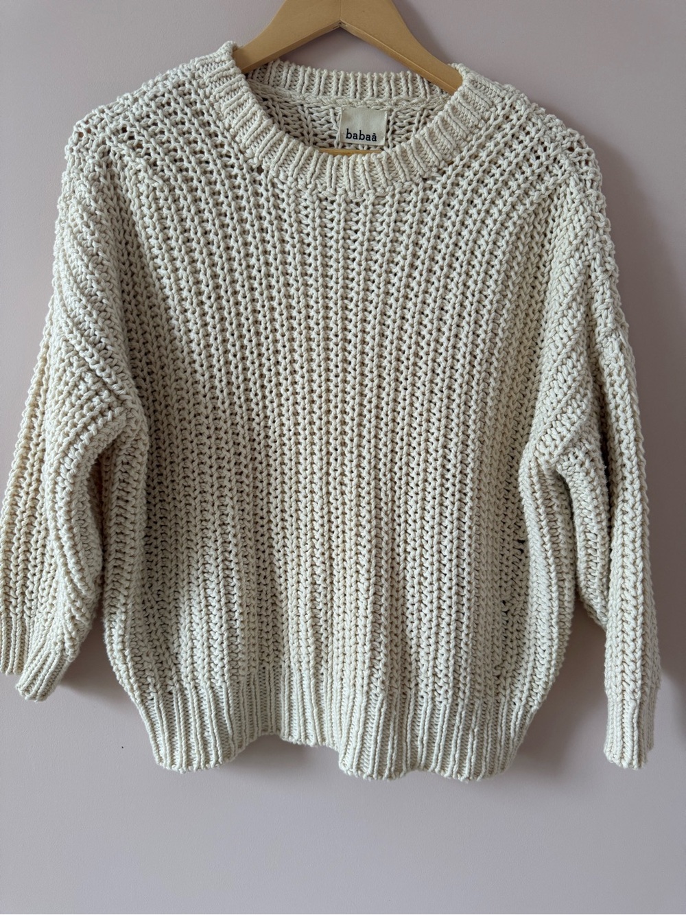 Babaa Cream Chunky Crewneck Sweater